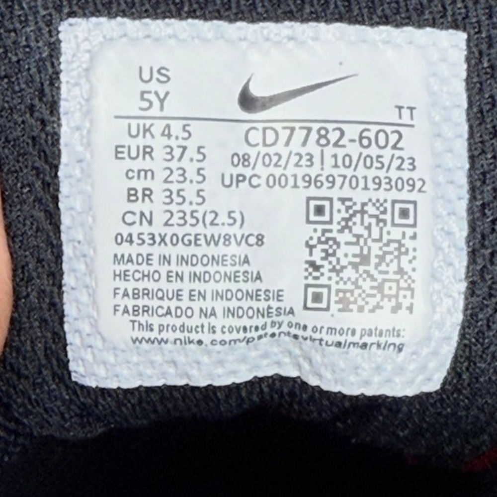 Nike Court Borough Mid 2 GS Bred Red Black Sneakers CD7782-602 Size 5Y BNIB - Picture 6 of 11